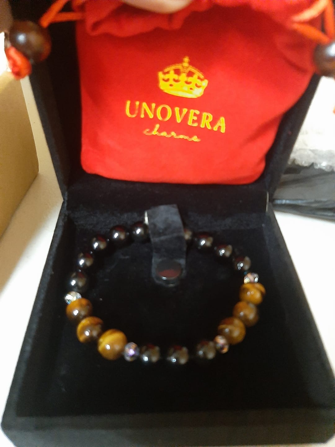 Customer photo review of Swarovski Crystal w/ Tigers Eye and Black Obsidian for Healing, Protection and Luck