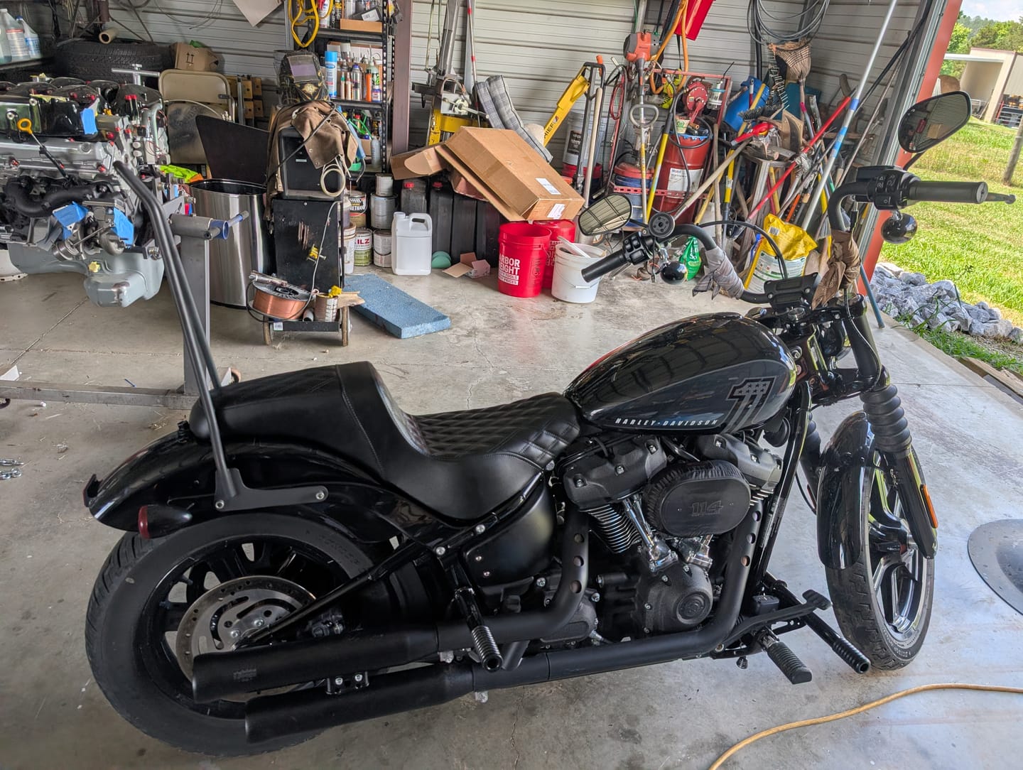 Customer photo review of Iron Born Diamond Stitch 2-Up Seat for Harley Softail Street Bob FXBB/S