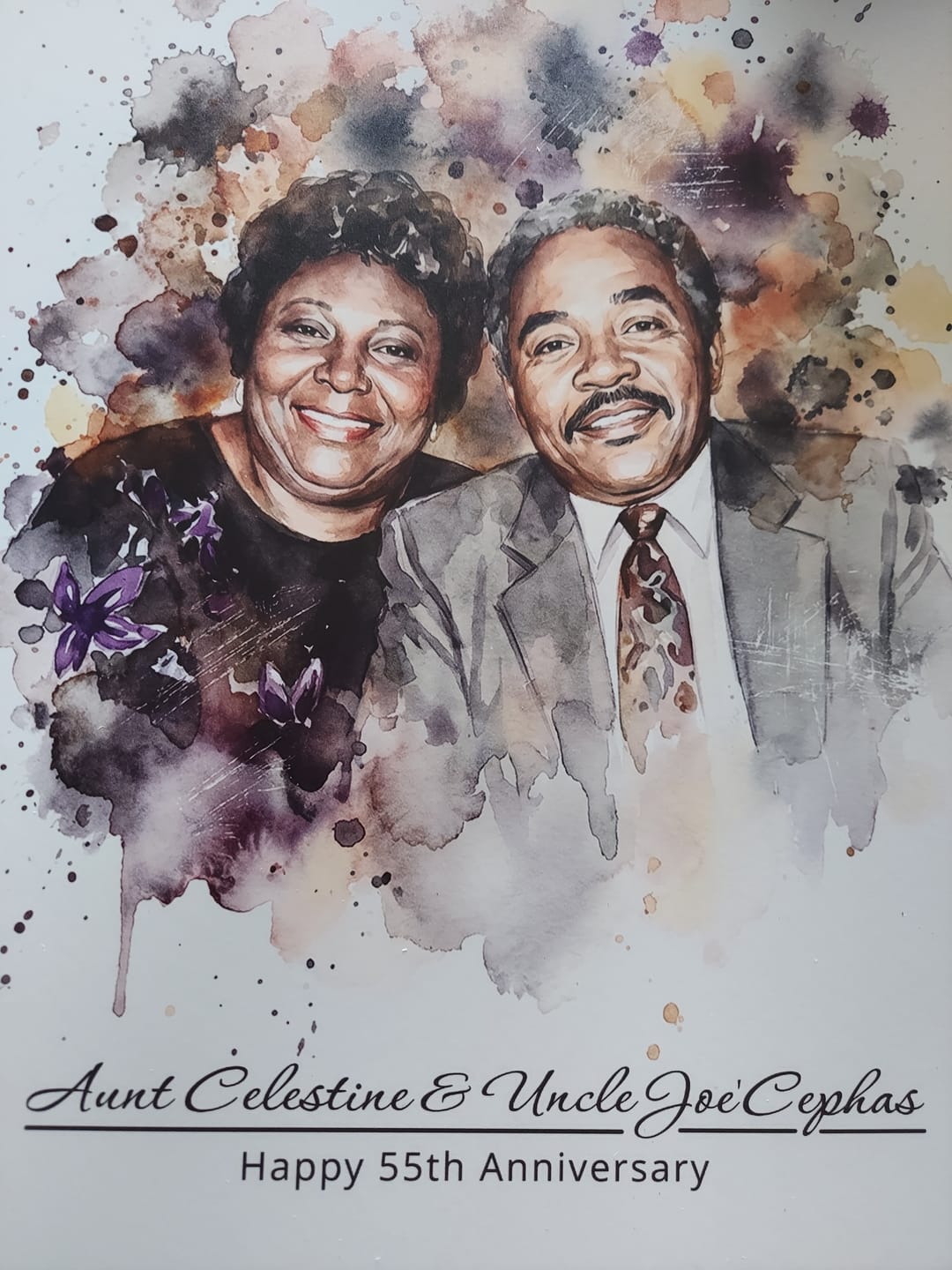 Customer photo review of Personalized Watercolor Metal Portrait