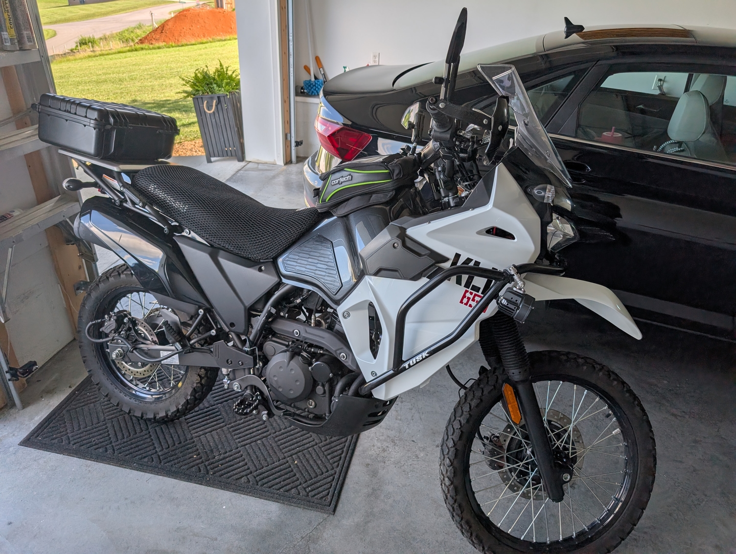 Wind Rider mesh seat cover installed on a Kawasaki KLR 650