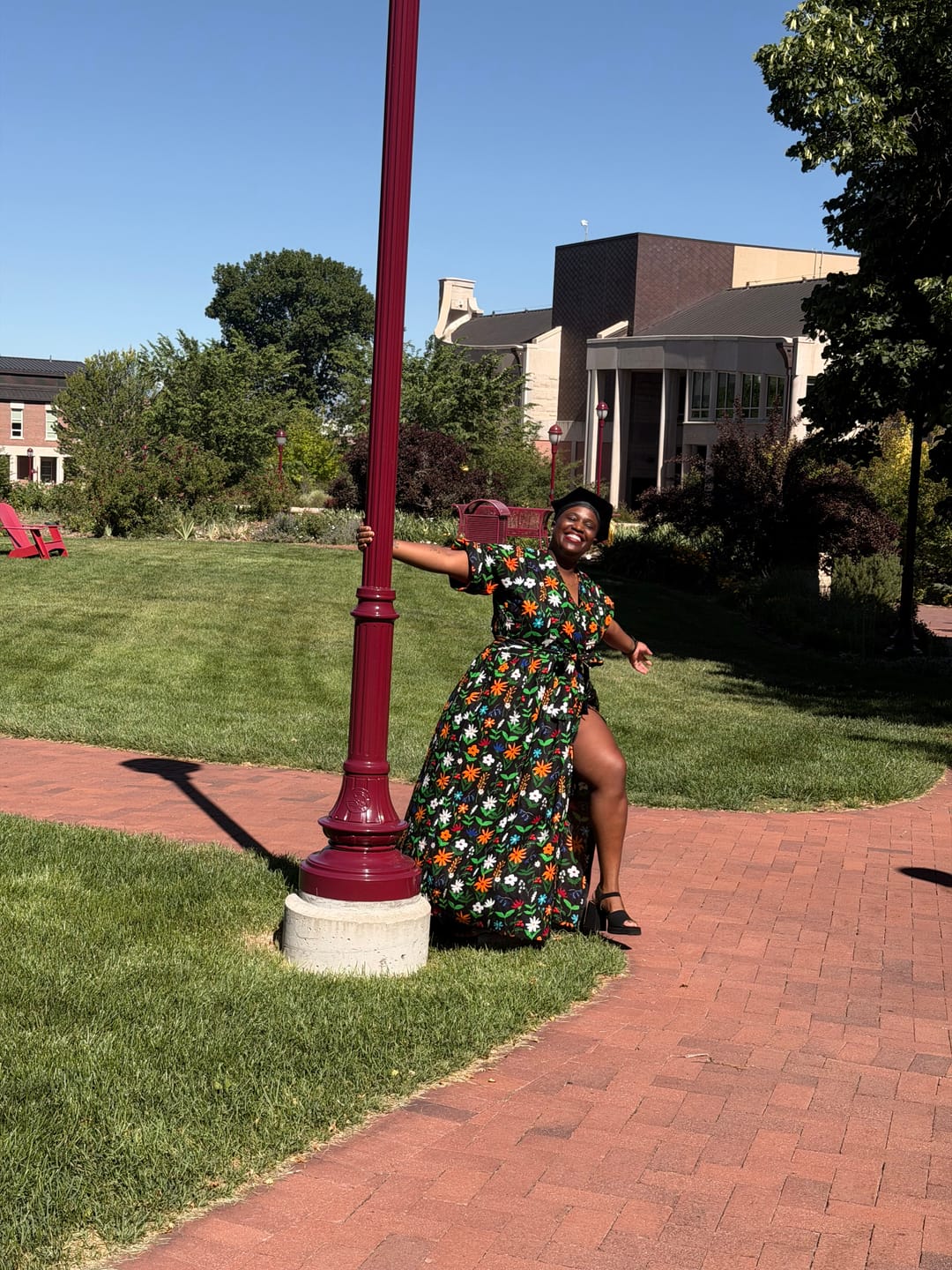 Customer photo review of Belinda Ankara Maxi Dress |  Green Multicolor African Floral Print