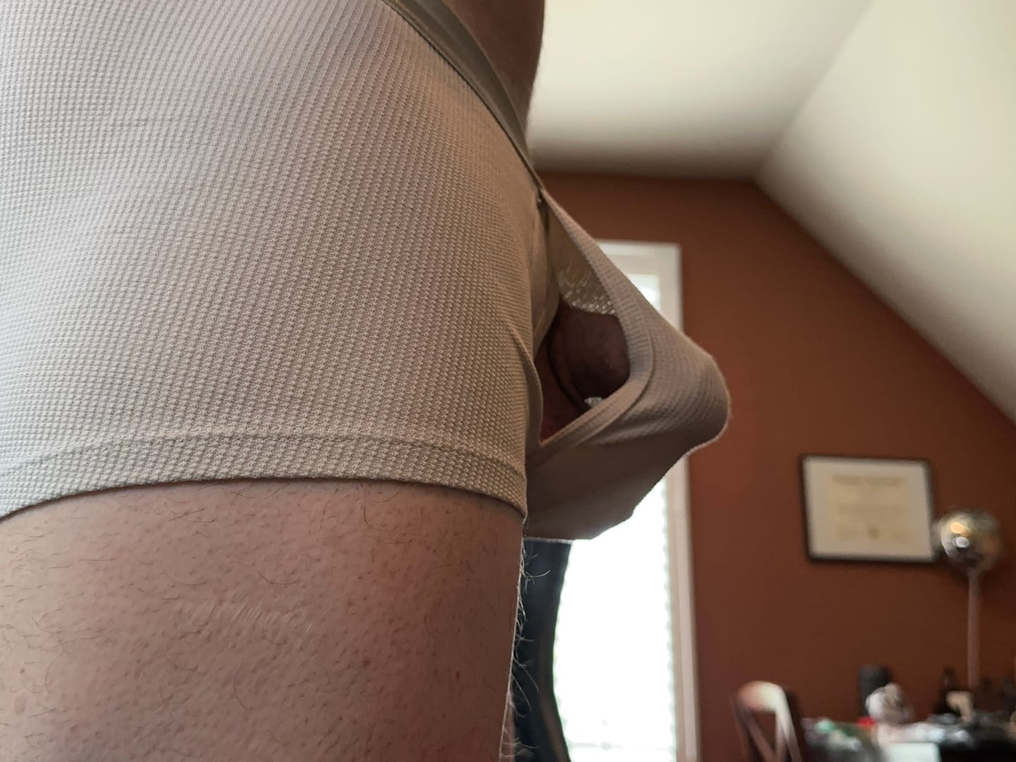 Customer photo review of 3 Pack Men's Breathable Comfort Double-Sided Access Soft Waffle Cotton Trunks