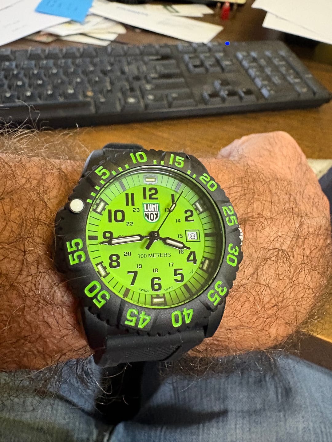 Customer photo review of Luminox Men's Watch - G Sea Lion Quartz Green Dial Black Rubber Strap | XS.2067.1