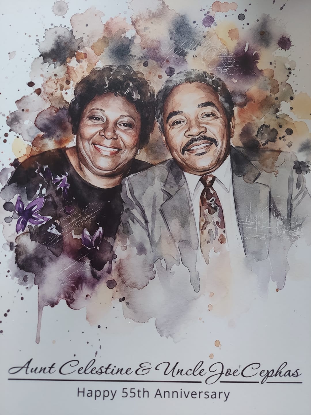 Customer photo review of Personalized Watercolor Metal Portrait