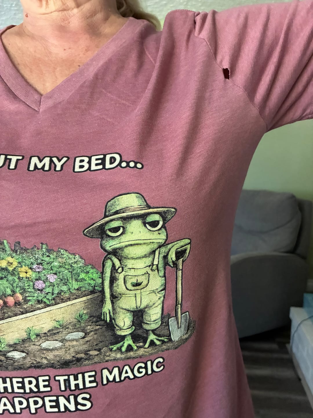 Customer photo review of Check Out My Bed V-Neck