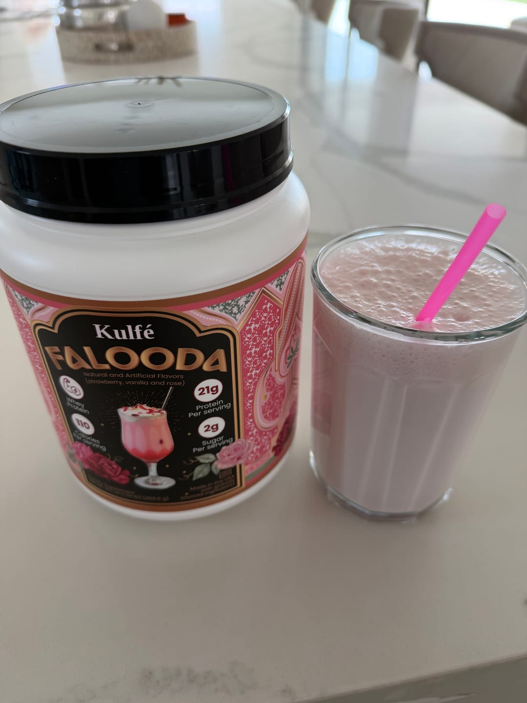 Customer photo review of Falooda Whey Protein Powder