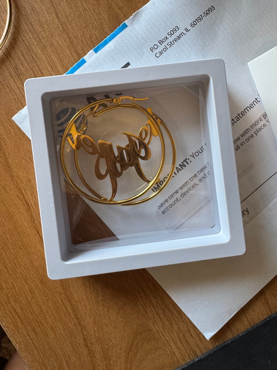 Customer photo review of Classic Name Hoop Earrings