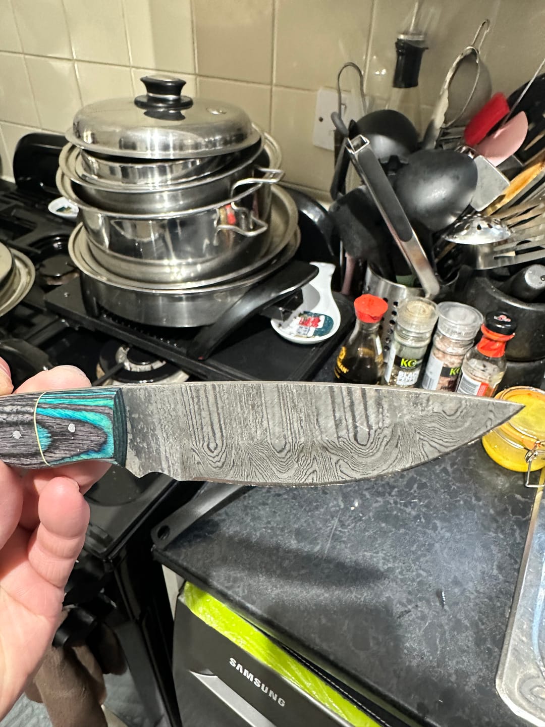 Customer photo review of Seconds Damascus Knife