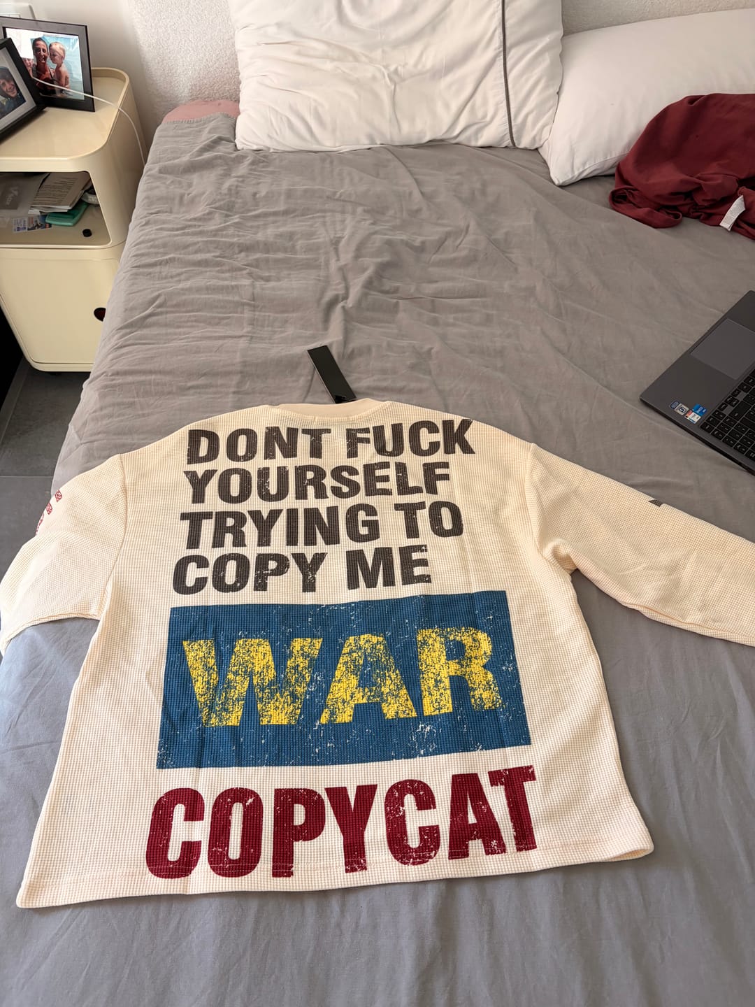 Customer photo review of Omirad “COPYCAT WAR” Heavy Waffle Long Sleeve