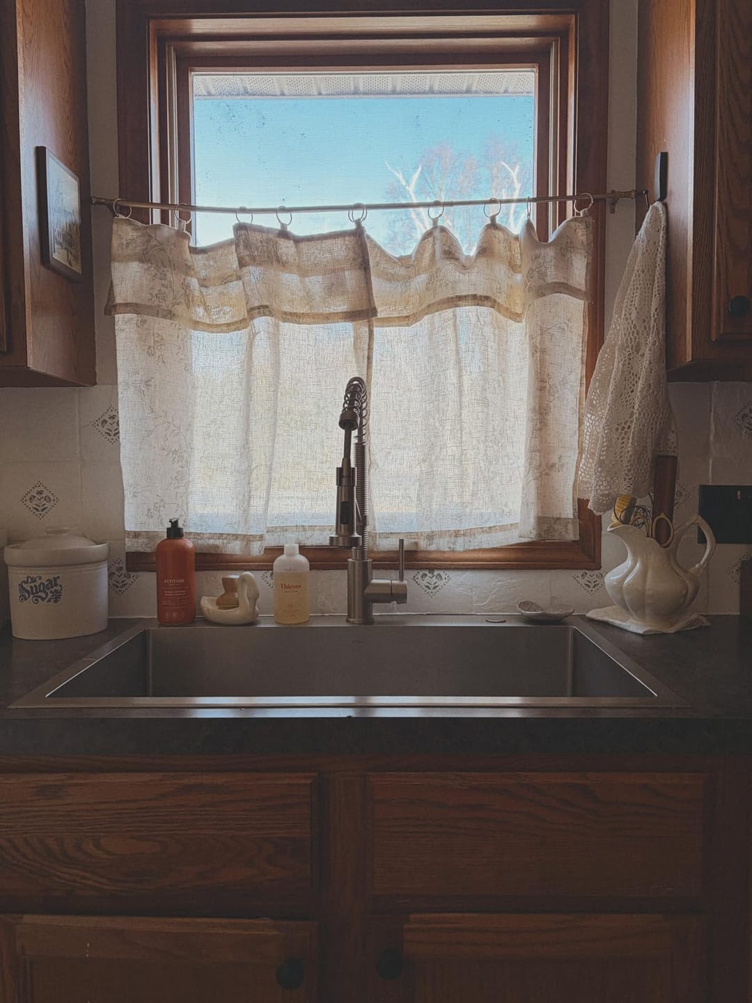 Customer photo review of Bloom Vine Rod Pocket Kitchen Curtains