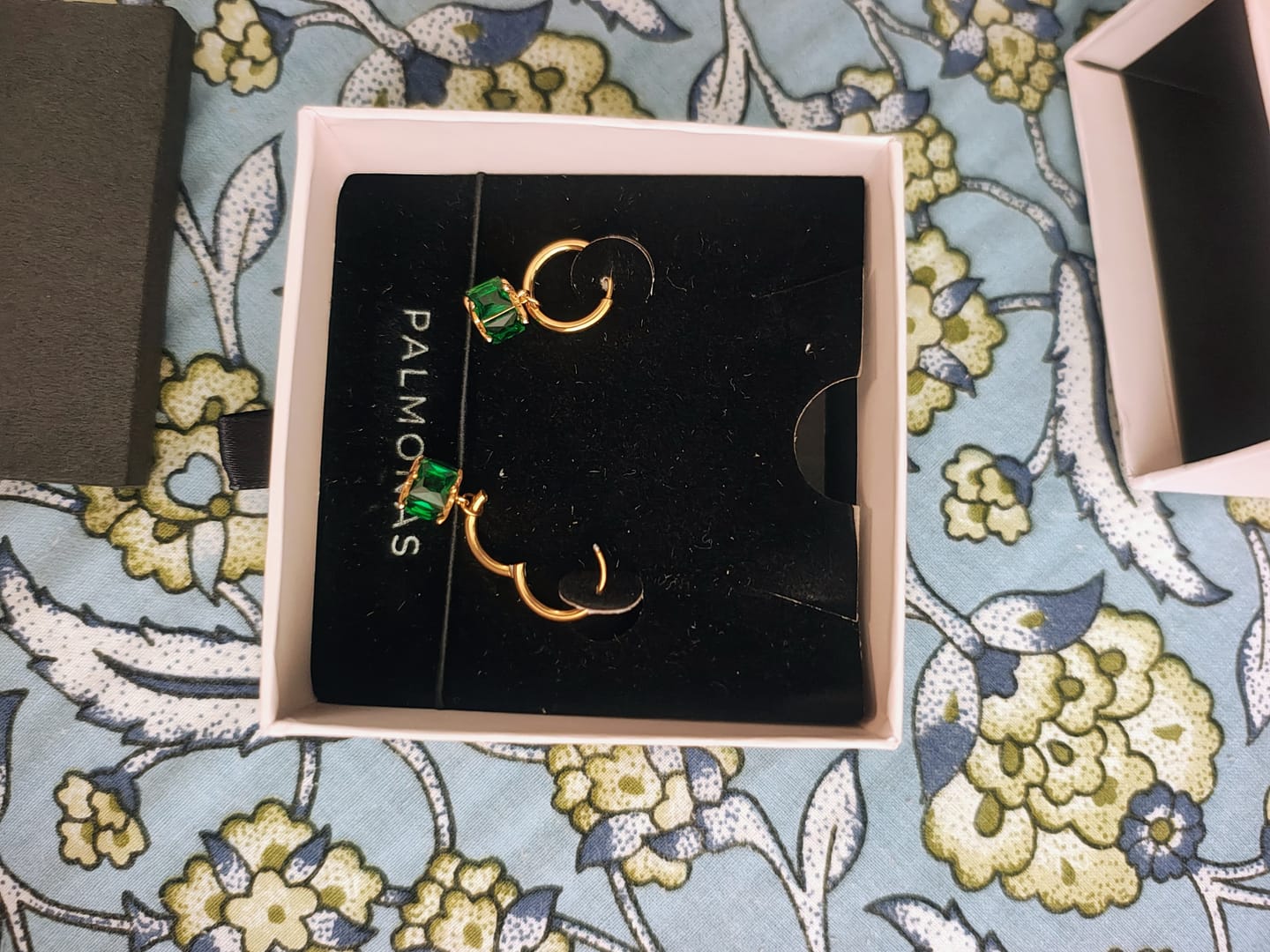 Customer photo review of Emerald Drop Hoop Earrings