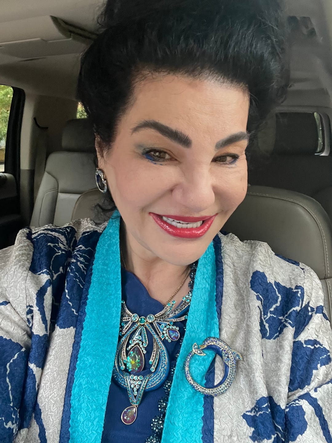 Customer photo review of Heidi Daus® "Draped In Deco" Crystal Art Deco Statement Necklace