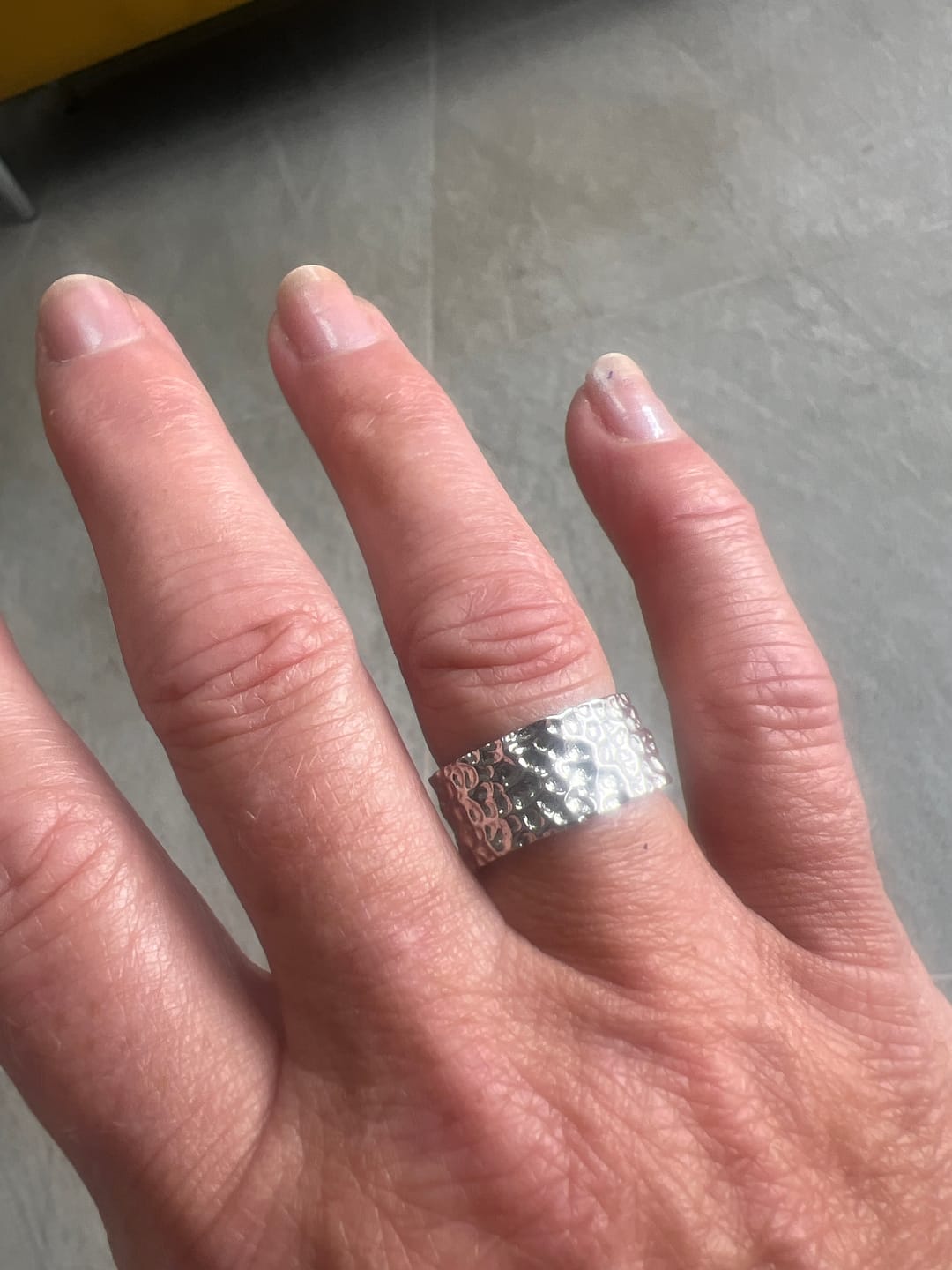 Customer photo review of Grecian Hammered Silver Stacking Ring