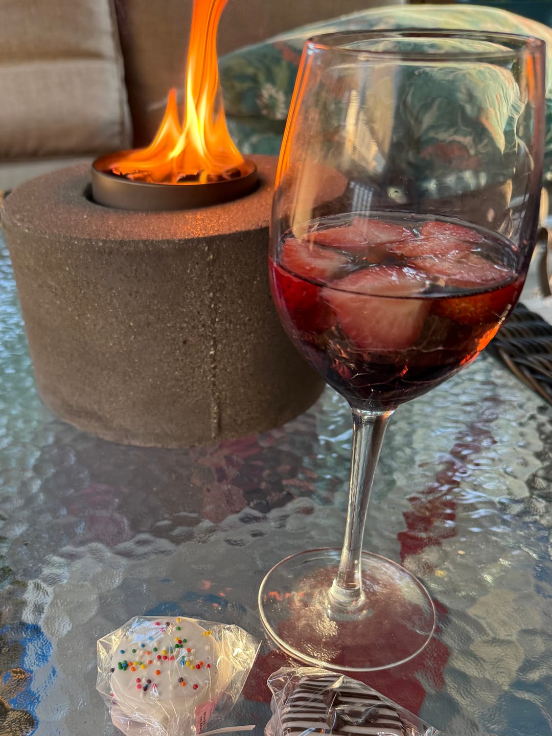 Customer photo review of Classic Cylinder Concrete Fire Pit