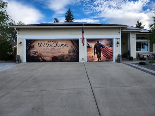 Customer photo review of Founding Spirit America 250 Garage Door Cover