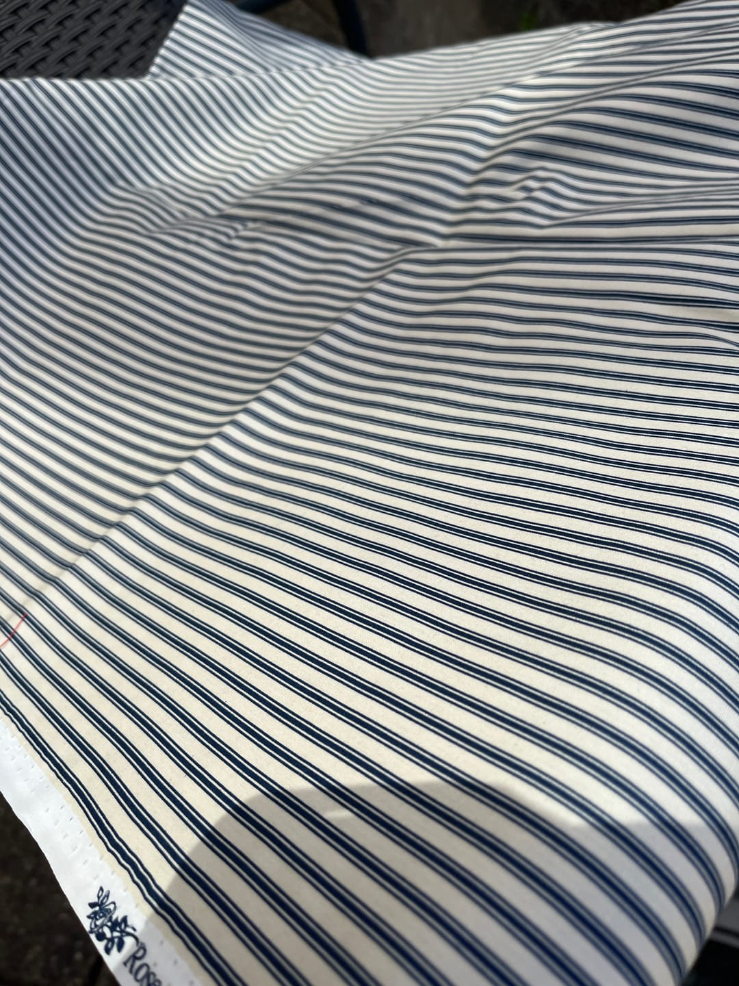 Customer photo review of Ticking Stripes Rose & Hubble Cotton Poplin Fabric