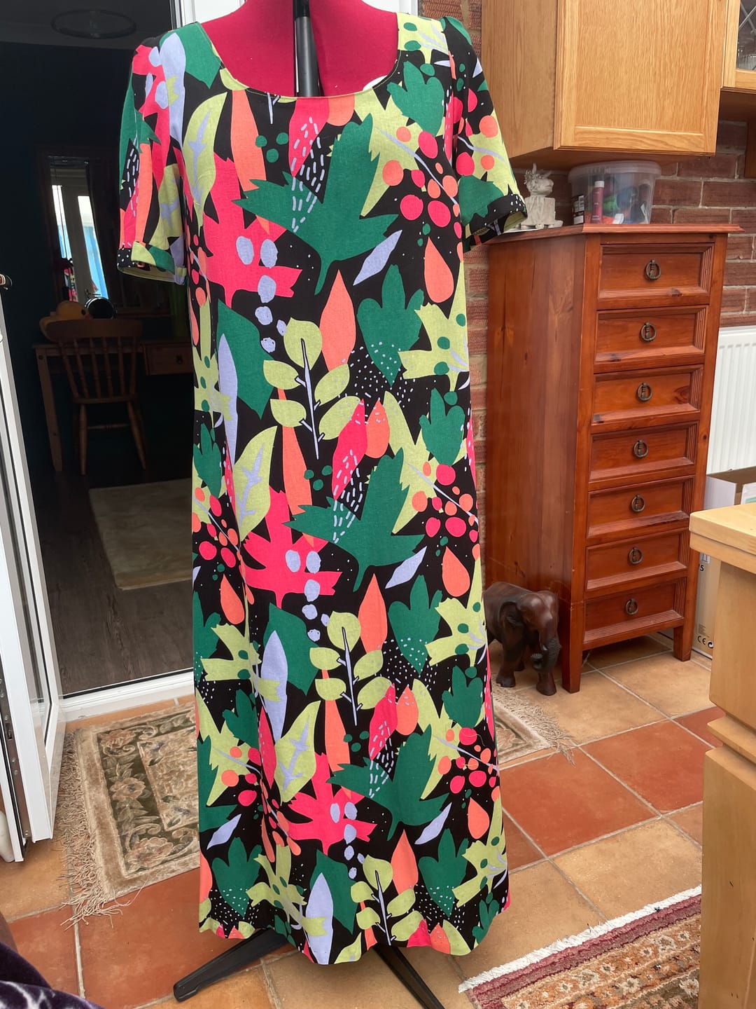 Customer photo review of Floral Funk on Black Linen Viscose Fabric