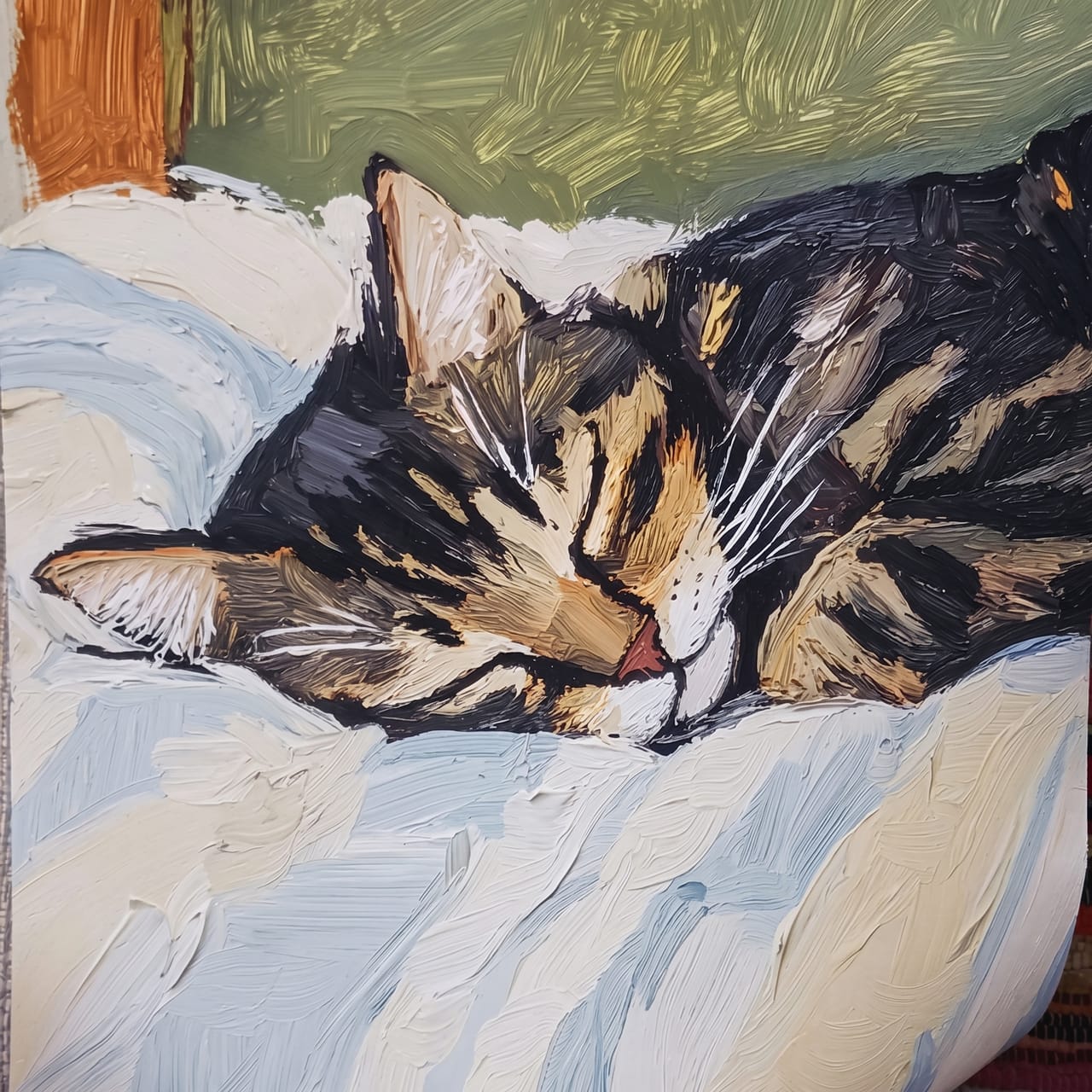 Customer photo review of Sleeping Tabby Cat Print