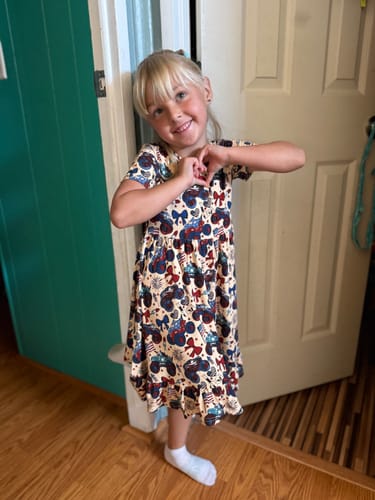 Customer photo review of Red, White and Cute Short Sleeve Ruffle Dress