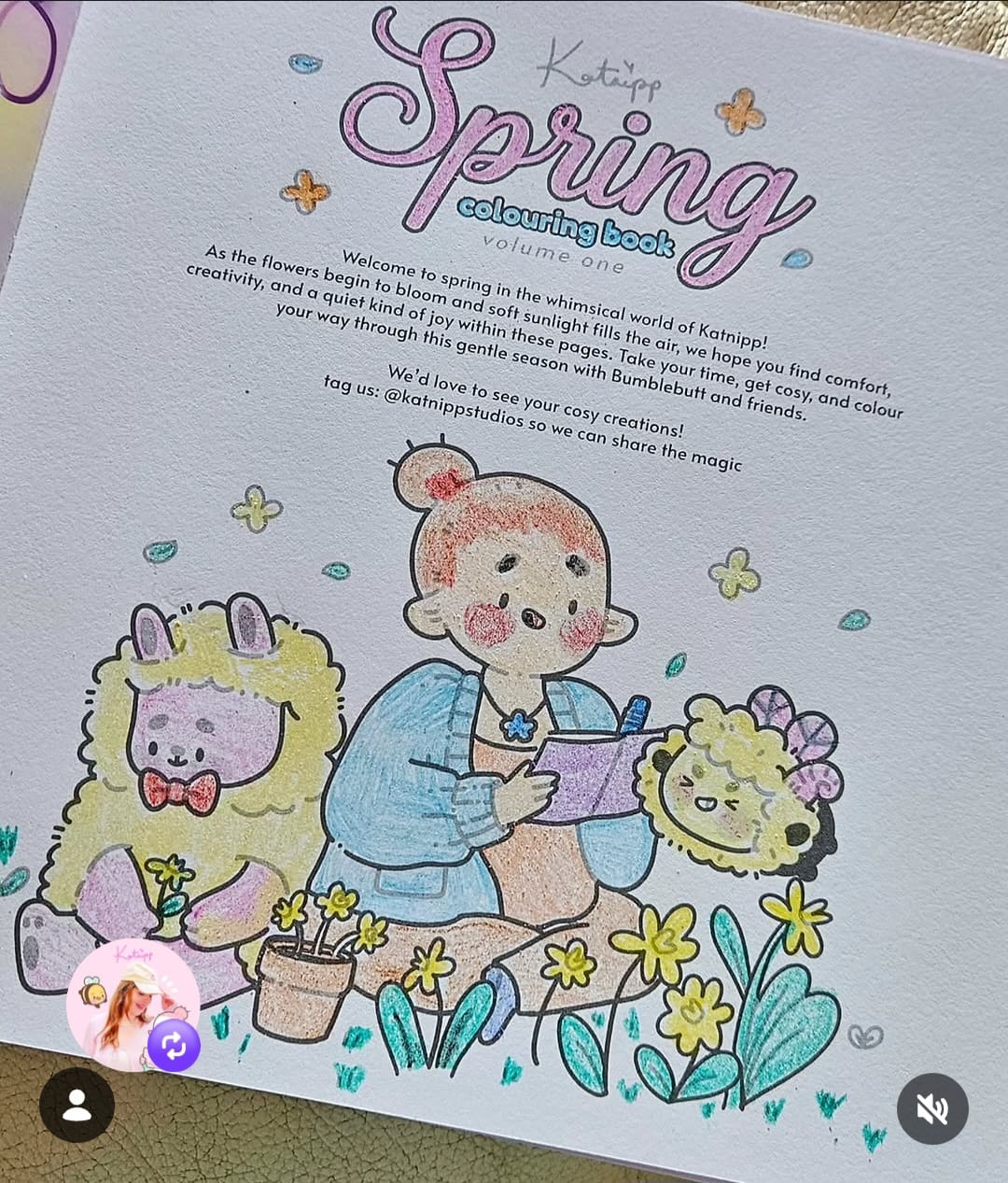 Customer photo review of PRE ORDER | Katnipp Soft Spring Comfort Colouring Book | Kawaii Spring Colouring Book Artist Edition