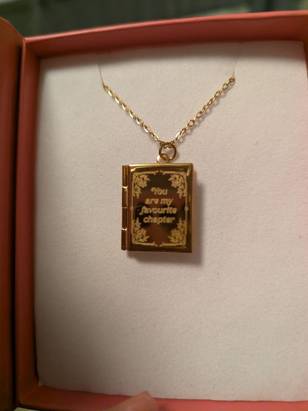 Customer photo review of Buch-Medaillon Kette in Geschenkbox – Bookish Locket für Leserherzen