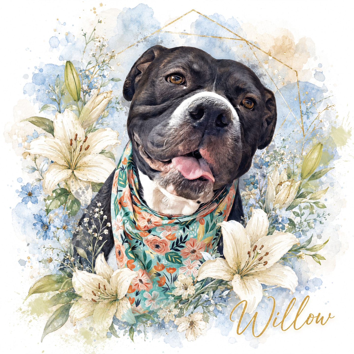 Customer photo review of Pet Portrait Wall Art - In Full Bloom