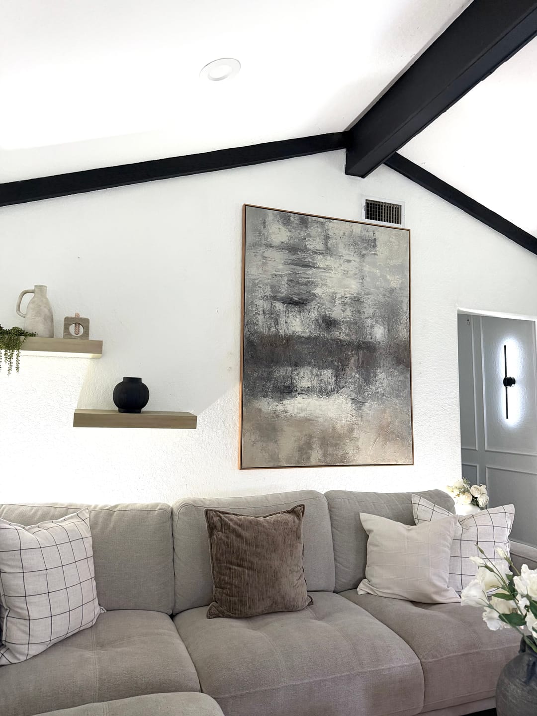 Customer photo review of Weathered Silence – Textured Neutral Abstract Wall Art in Earthy Gray and Brown Tones#AB14030