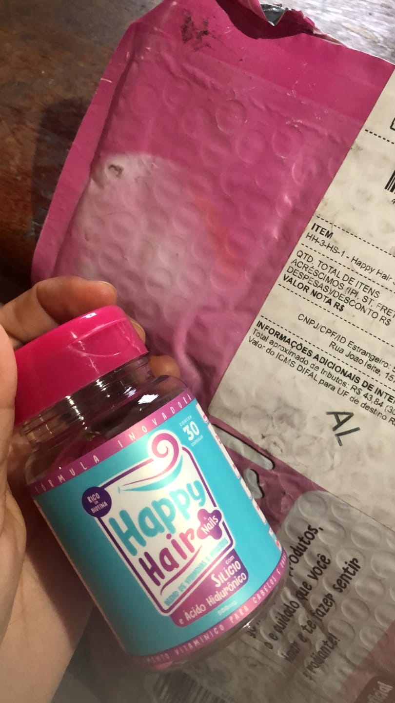 Customer photo review of Happy Hair 3 Potes + 1 Melatonina Grátis