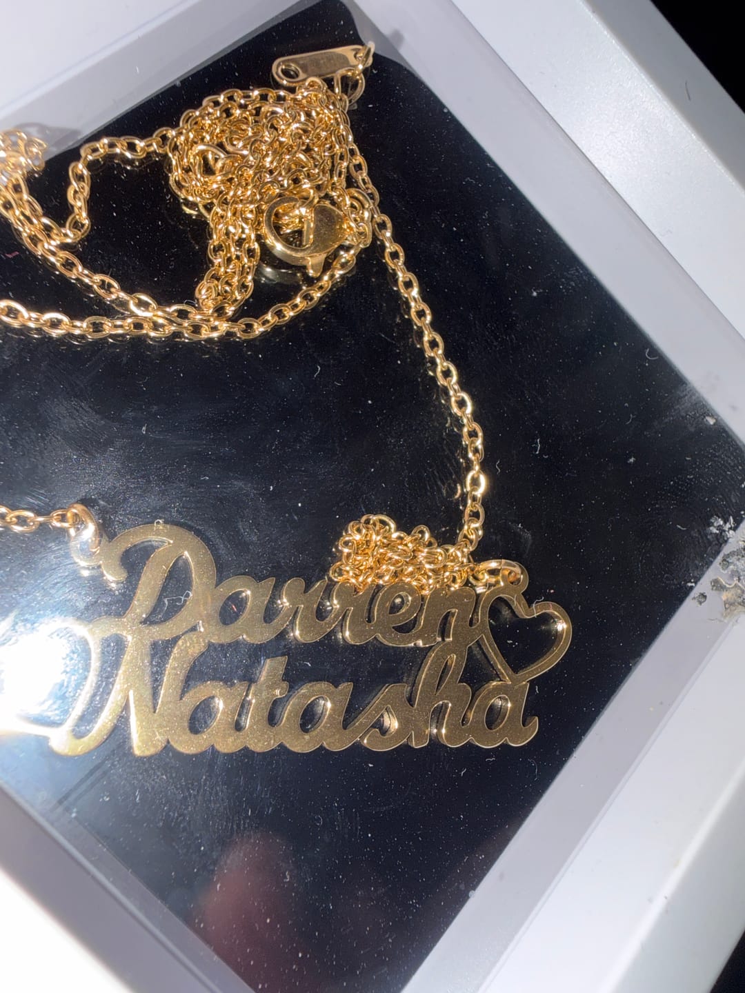 Customer photo review of Double Name Necklace