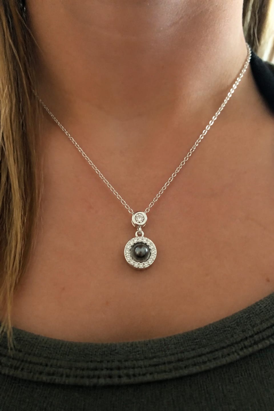 Customer photo review of Halo Projection Necklace