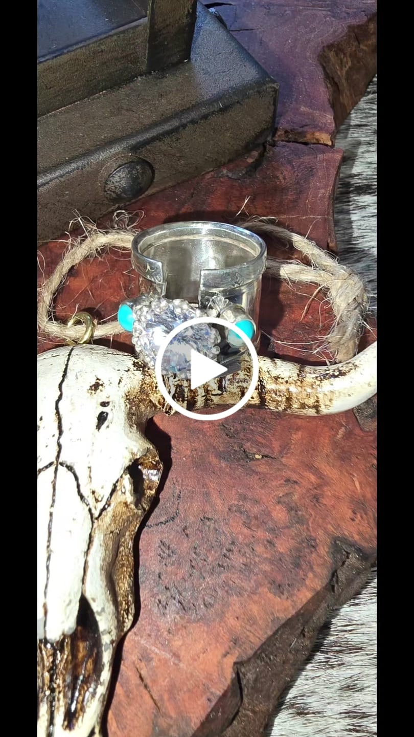 Customer video review of Handmade Sterling Silver Ring CZ and Kingman Turquoise Size 6