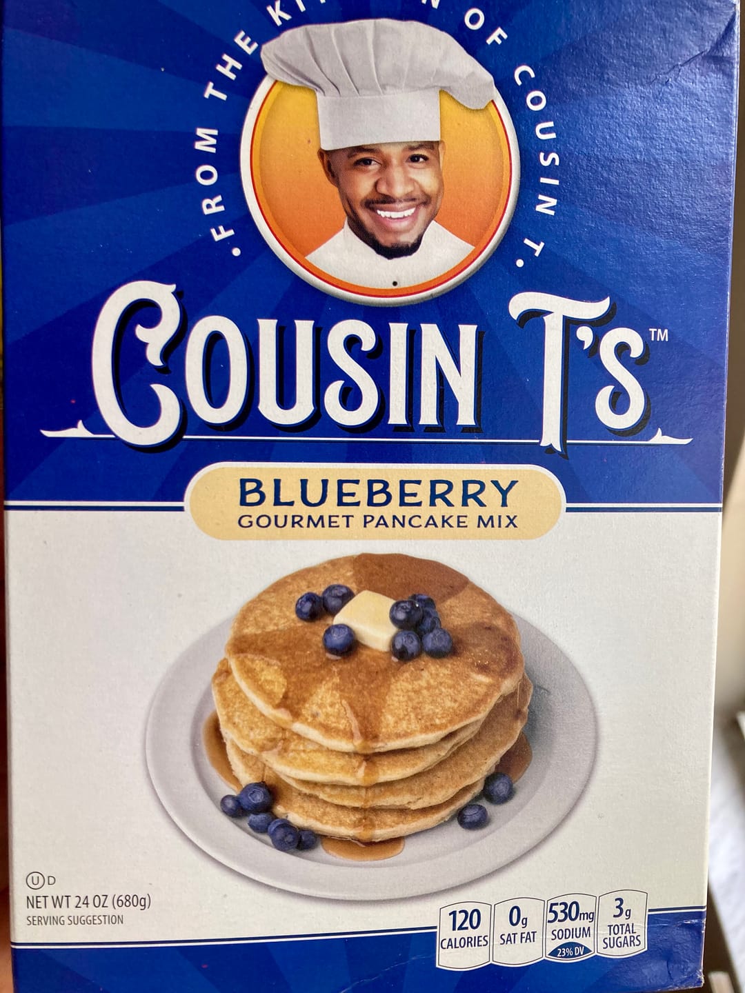 Customer photo review of Cousin T's Gourmet Blueberry Pancake Mix