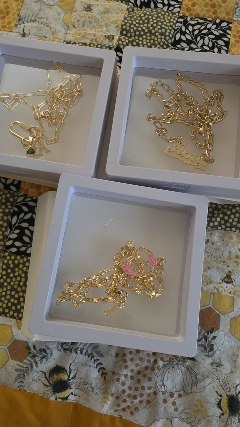 Customer photo review of Initial Birthstone w/ Paper Clip Chain