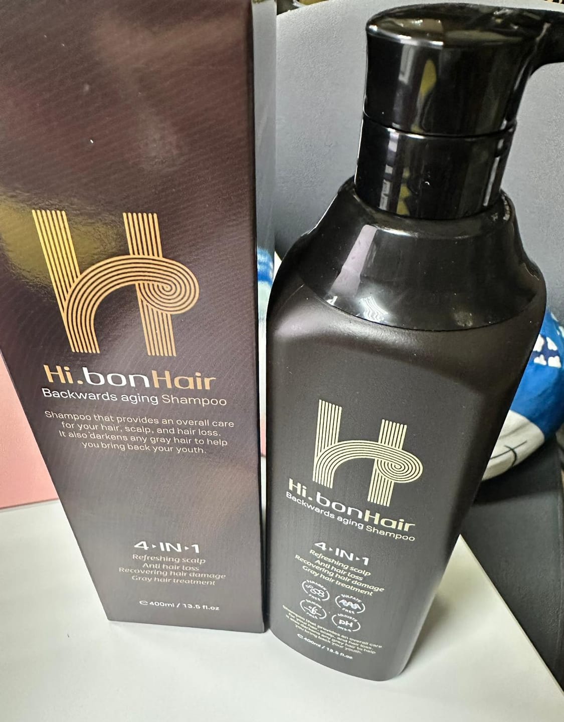 Customer photo review of Hi.bonHair 4-IN-1 Backwards Aging Shampoo 400ml