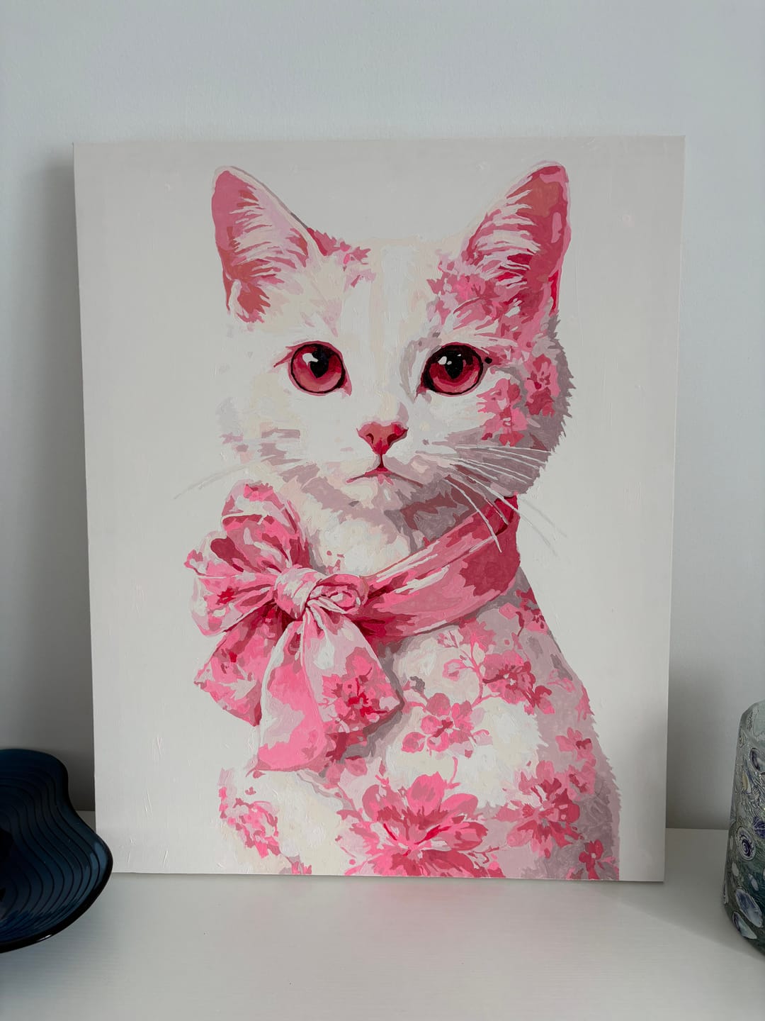 Customer photo review of Delft Pink Cat | Paint by Number