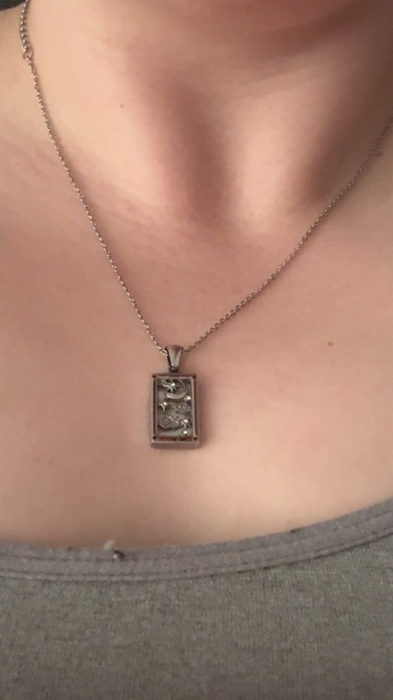 Customer photo review of The Moon - Silver Tarot card Dainty Necklace