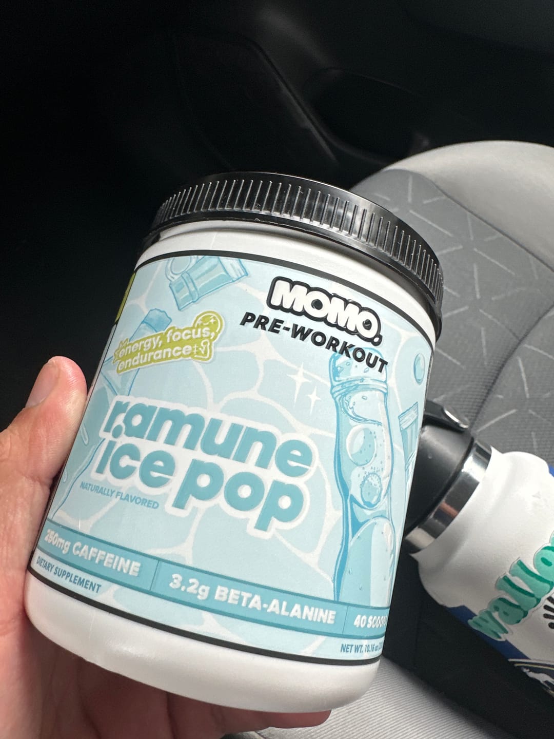 Customer photo review of MOMO® pre-workout | Ramune Ice Pop | 40 scoops