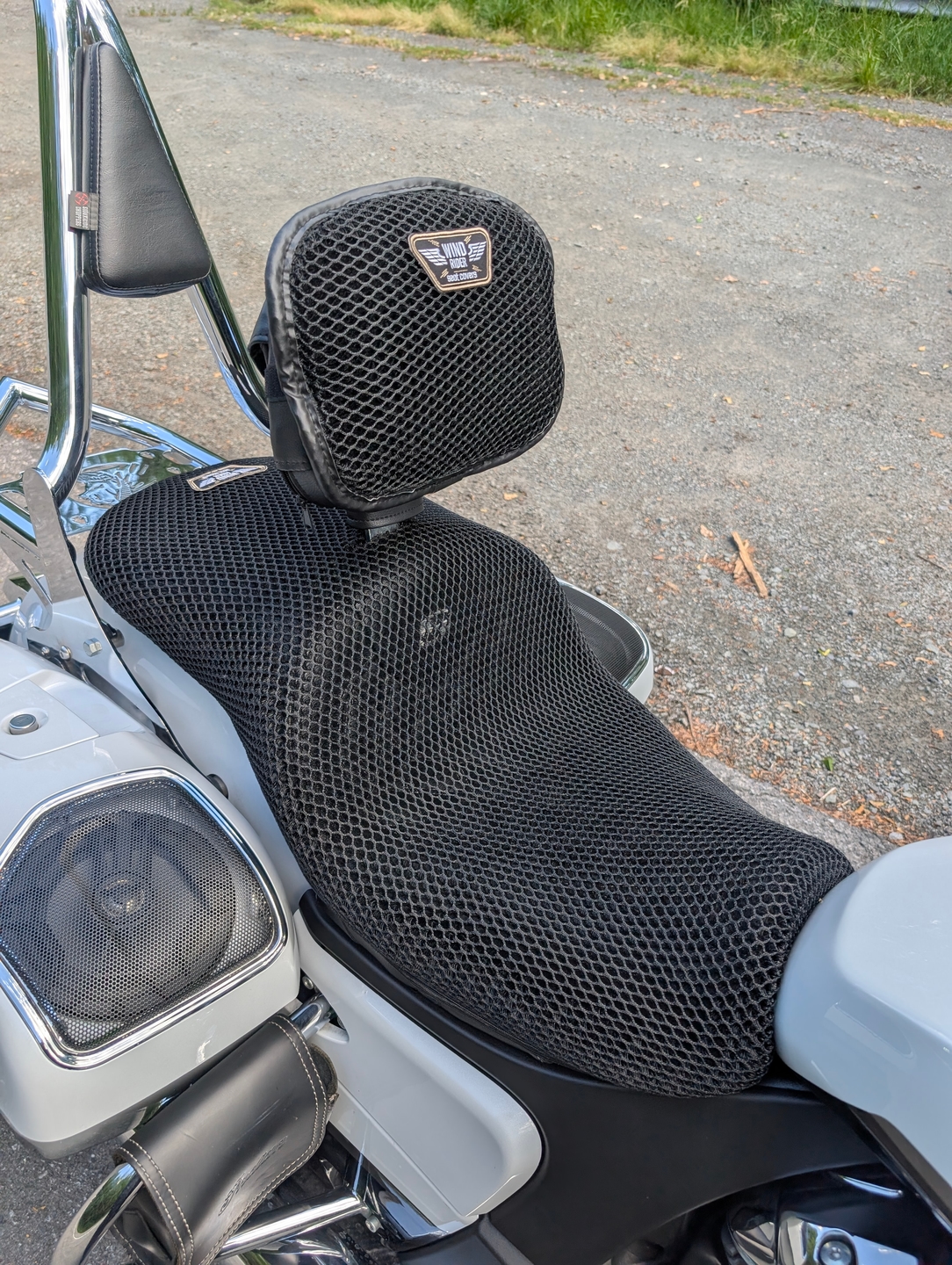 Wind Rider mesh seat cover on a Indian Challenger