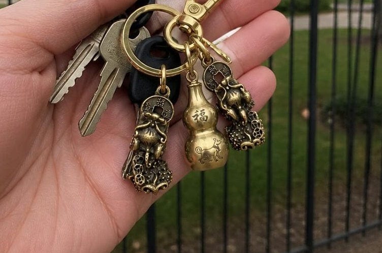 Customer photo review of FuAttract Fortune Protection Prosperity Flow Brass Chinese Zodiac Keychain with Pixiu