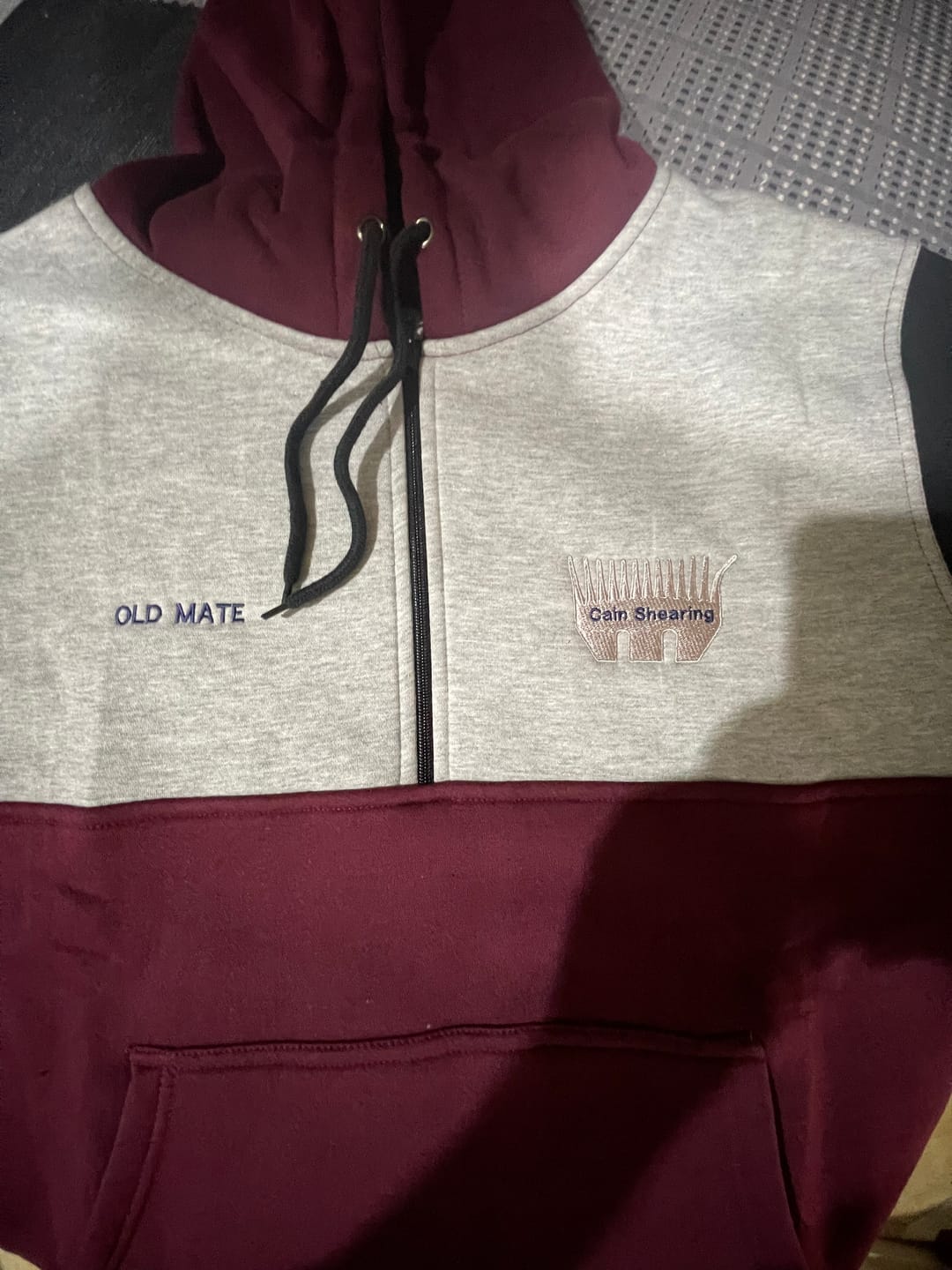 Customer photo review of Maroon, Black & Grey | Half Zip Long Tail Hoody