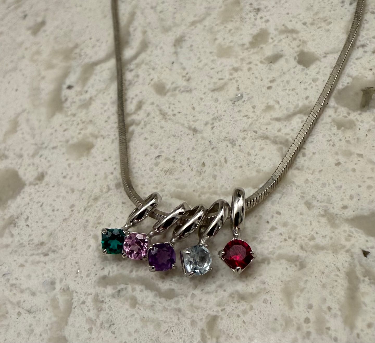 Customer photo review of Round Birthstone Silver Charm