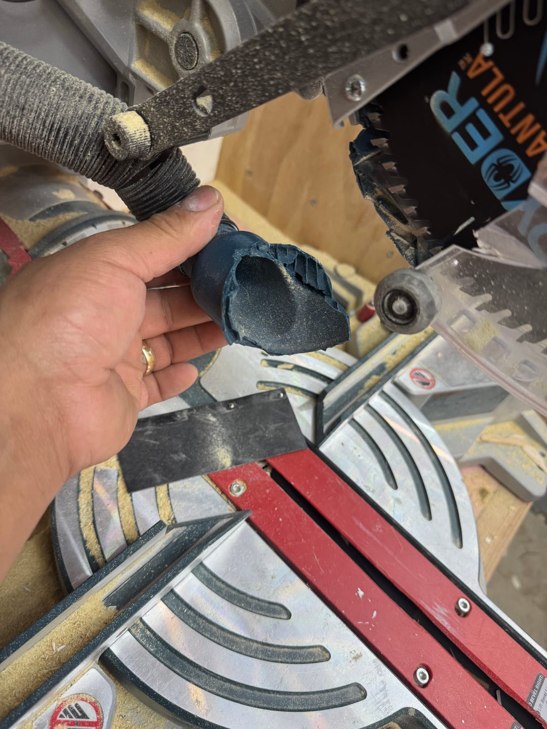 Customer photo review of Dust Collection Chute for Bosch Axial Glide Miter Saw
