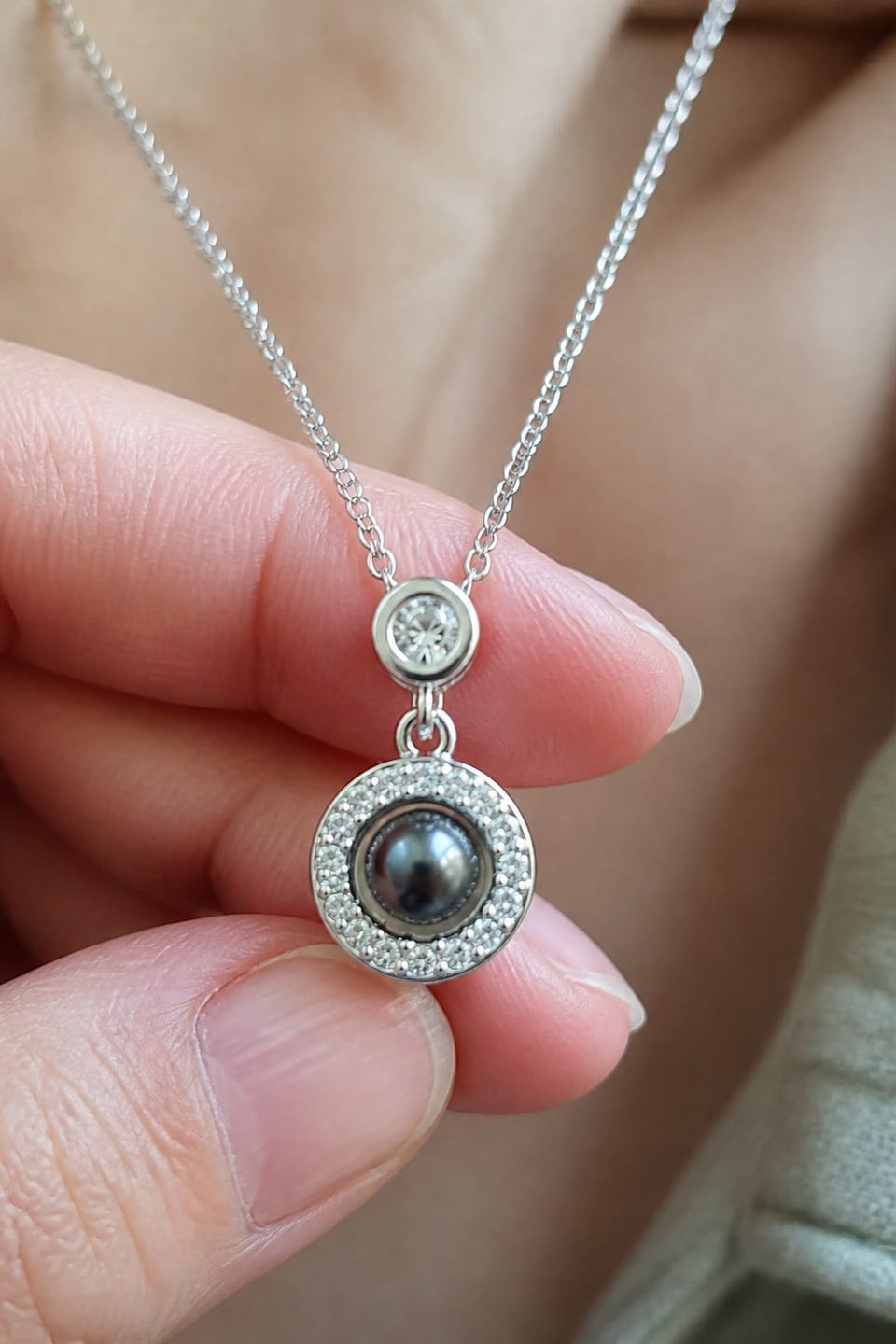 Customer photo review of Halo Projection Necklace