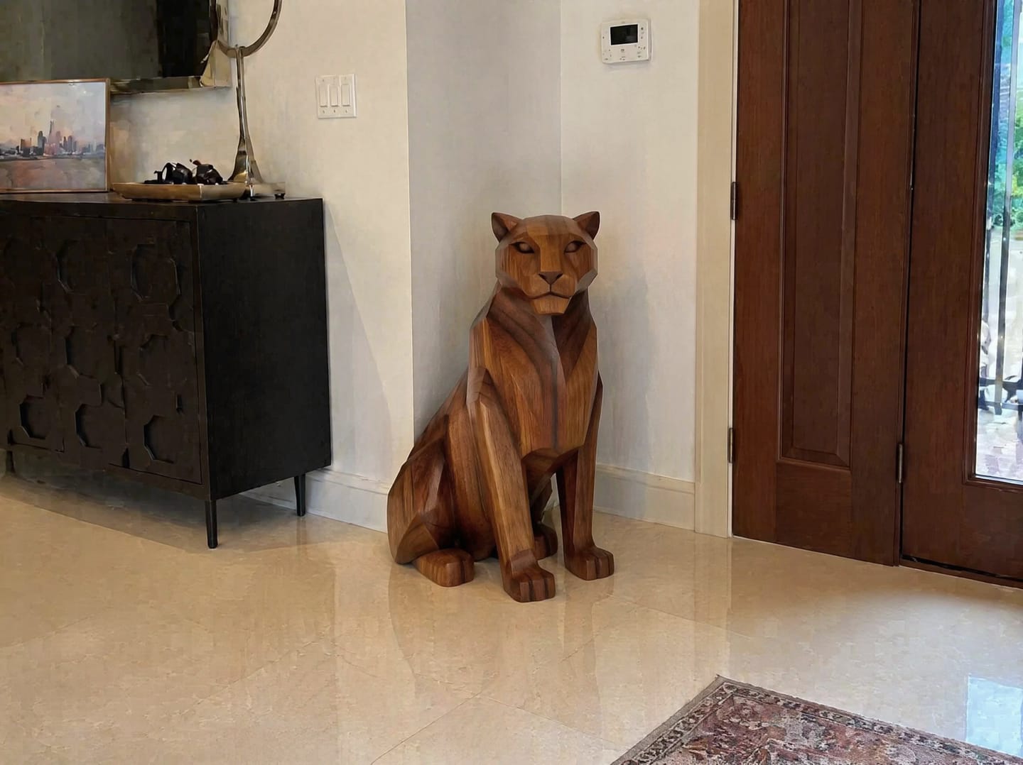 Customer photo review of Geometric Panther Sculpture