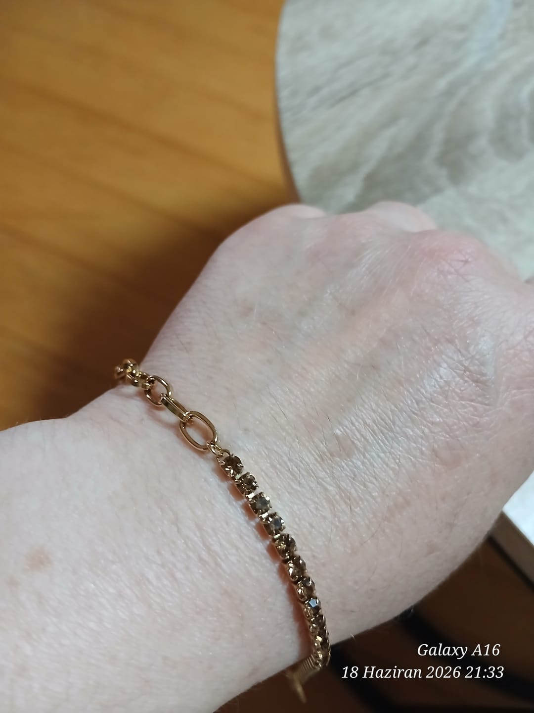 Customer photo review of Jade Gold Brown Bracelet