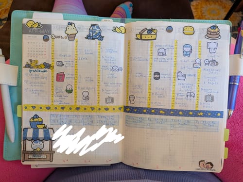 A customer's weekly planner decorated with cute Blueberry Lemonade themed stickers from the Sticker Subscription.