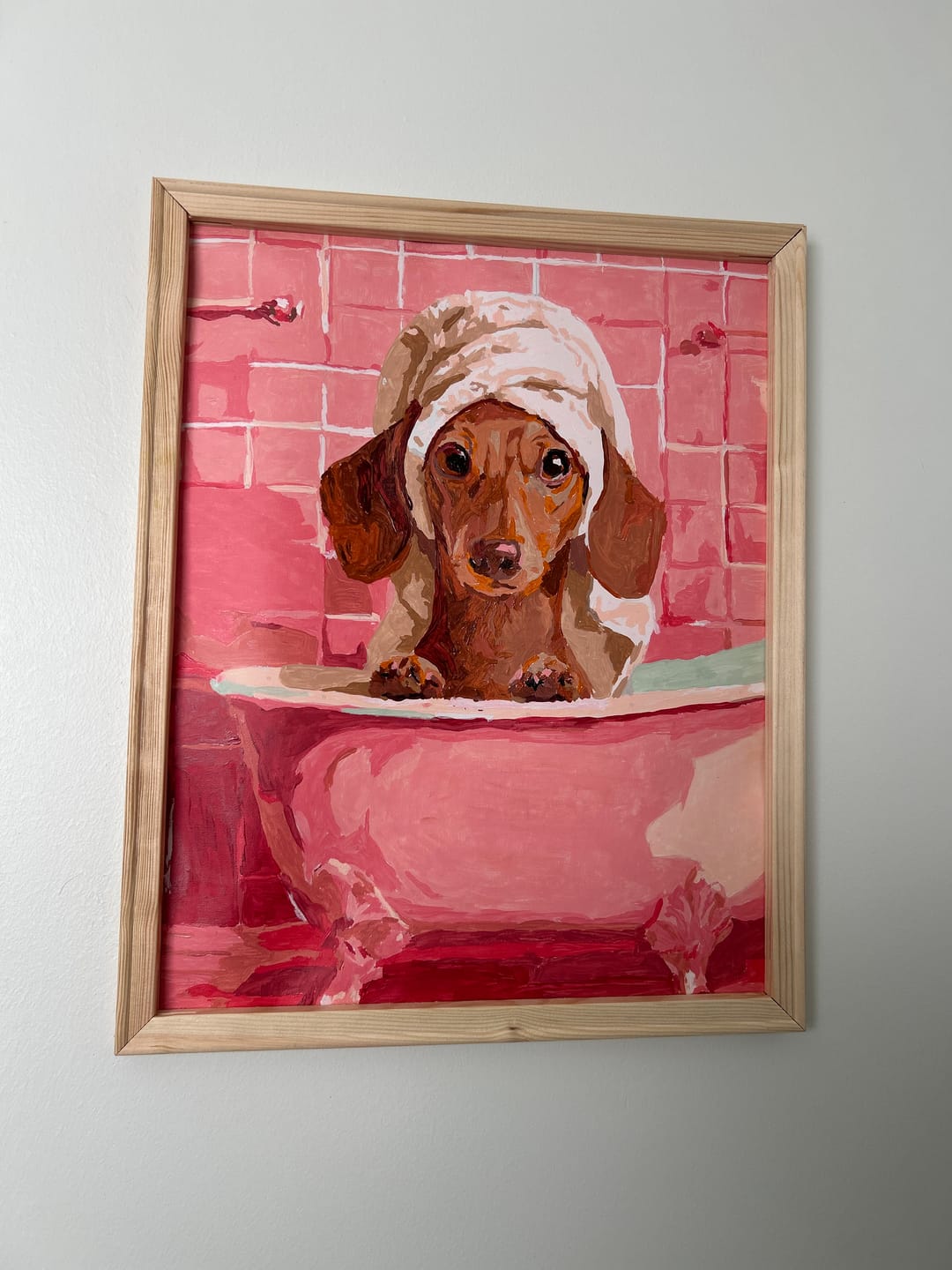Customer photo review of Dachshund in bath | Paint by Number