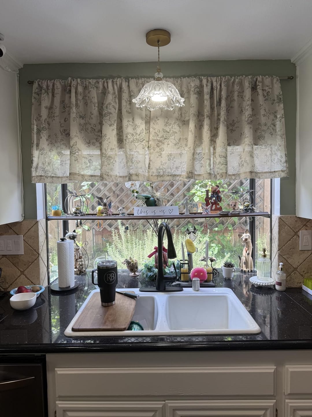 Customer photo review of Bloom Vine Rod Pocket Kitchen Curtains