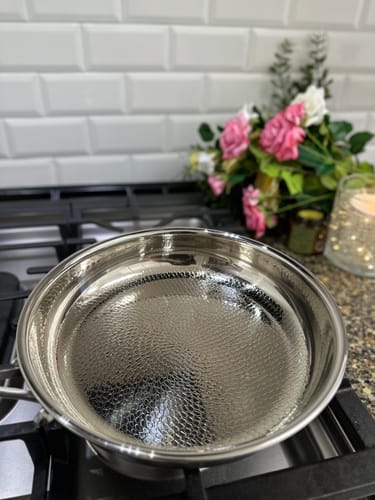 Customer photo review of Pure Titanium Hammered Pan + Spatula