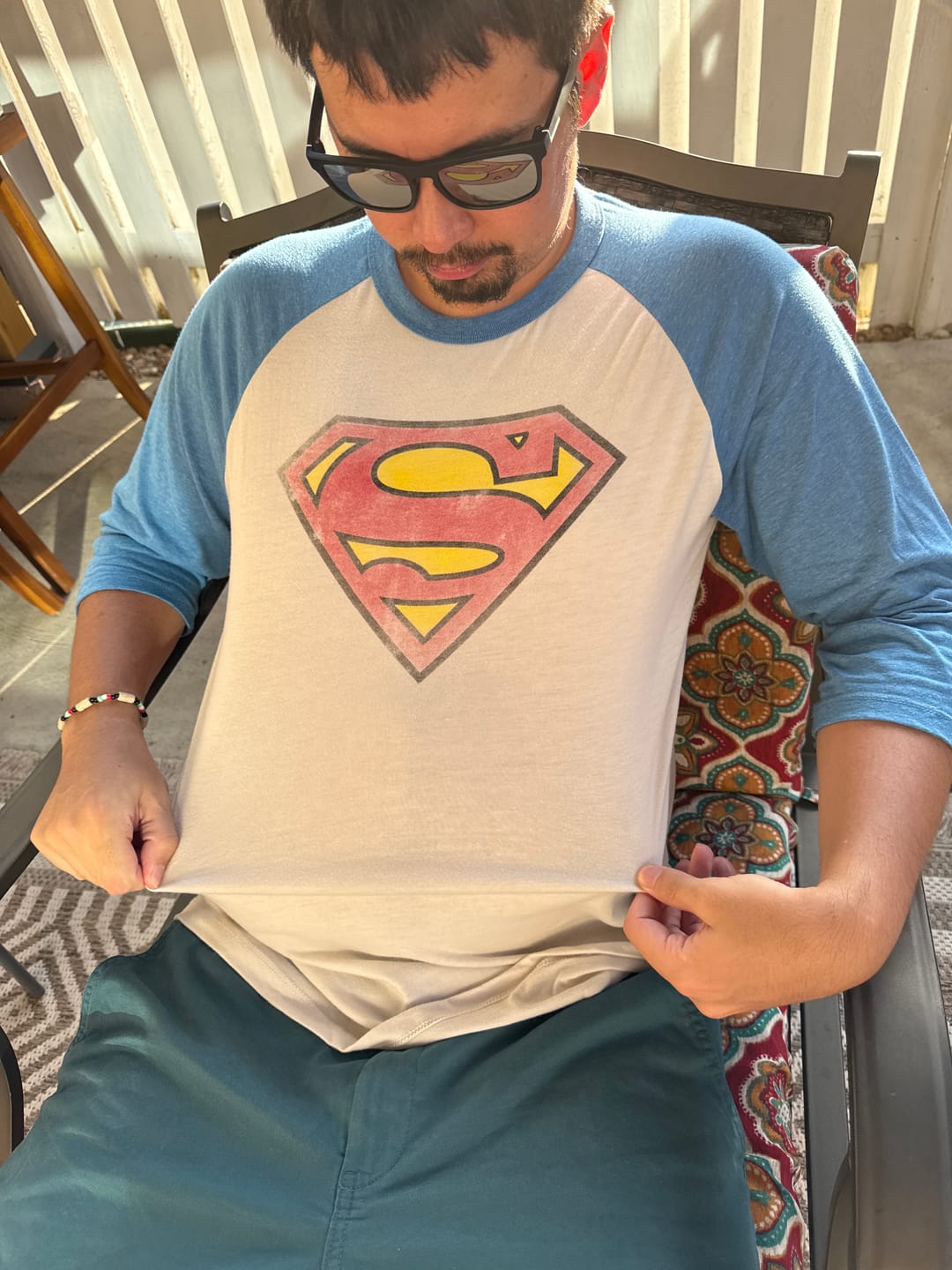 Customer photo review of 8072 - Superman 3/4 Raglan Shirts